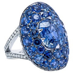 Alex Jona Blue Sapphire White Diamond White Gold Ring