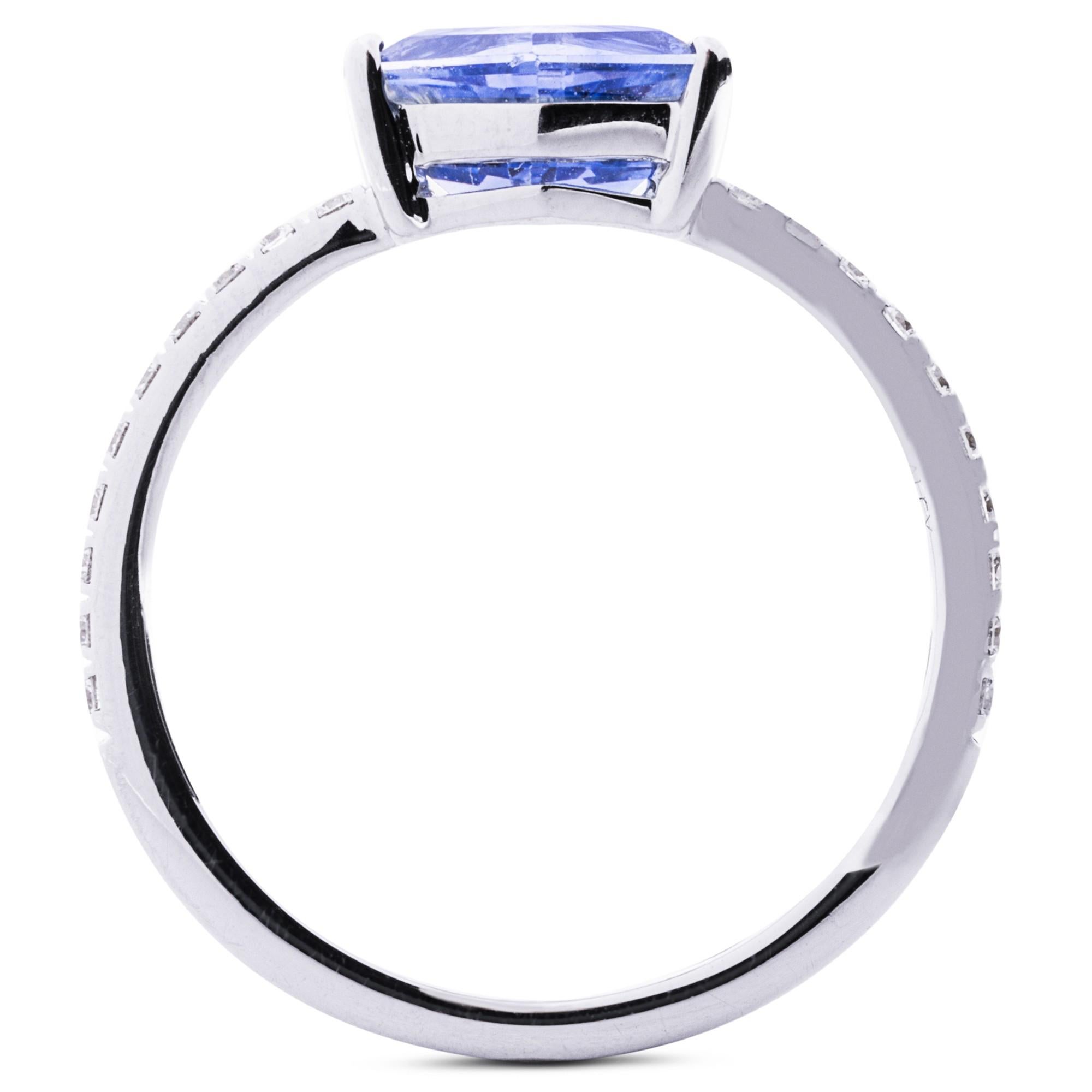 Women's Alex Jona Blue Sapphire White Diamond White Gold Solitaire Ring For Sale