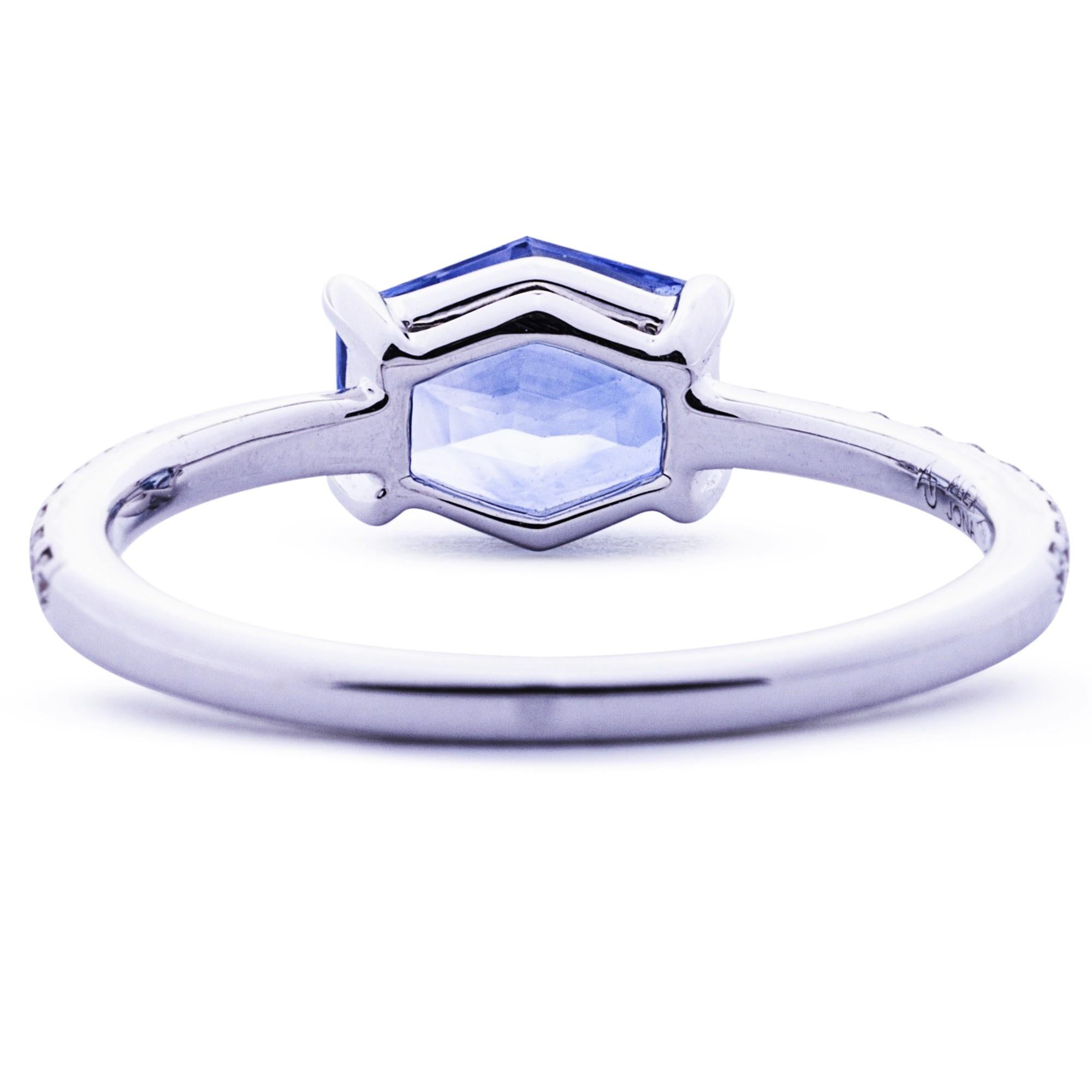 Alex Jona Blue Sapphire White Diamond White Gold Solitaire Ring For Sale 1