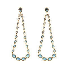Alex Jona Blue Topaz 18 Karat Rose Gold Articulated Dangle Earrings