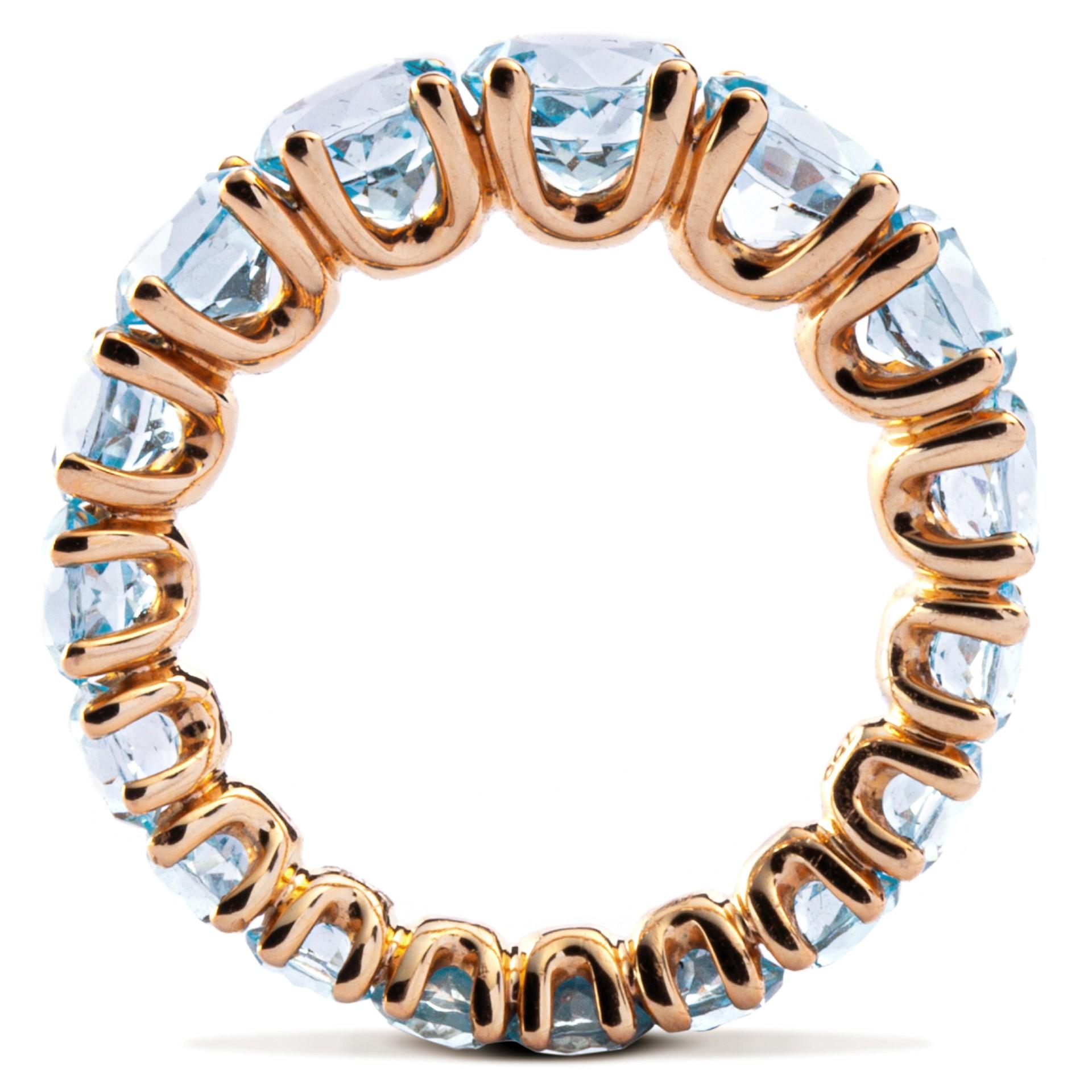 Women's Alex Jona Blue Topaz 18 Karat Rose Gold Eternity Ring For Sale