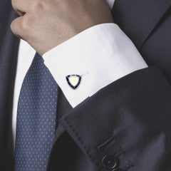 Alex Jona Boutons de manchette en argent sterling et émail bleu et blanc