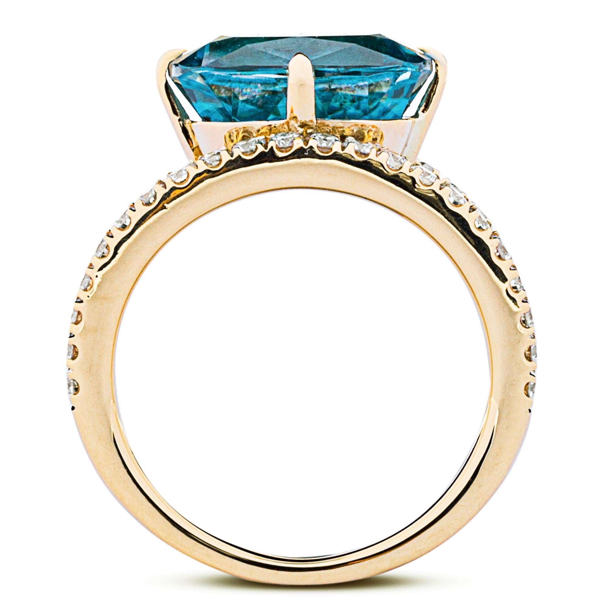 Women's or Men's Alex Jona Blue Zircon White Diamond 18 Karat Yellow Gold Open Band Ring For Sale