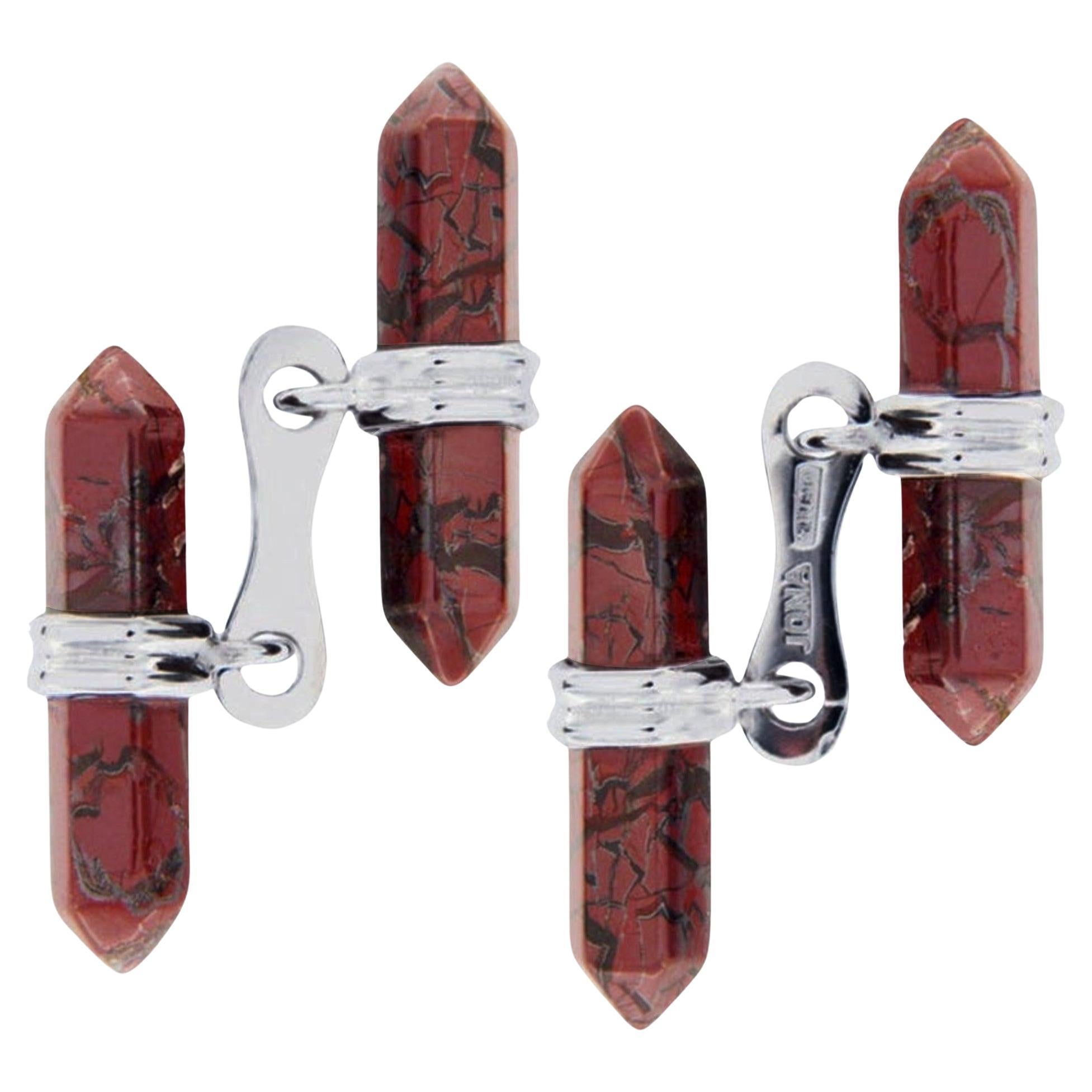 Gemelli Alex Jona Brecciated Jasper Bar in argento sterling