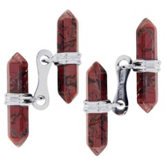 Gemelli Alex Jona Brecciated Jasper Bar in argento sterling