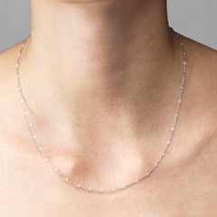 Alex Jona Briolette-Cut White Diamond 18 Karat White Gold Link Chain Necklace