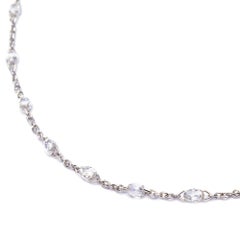 Alex Jona Briolette-Cut White Diamond 18 Karat White Gold Link Chain Necklace