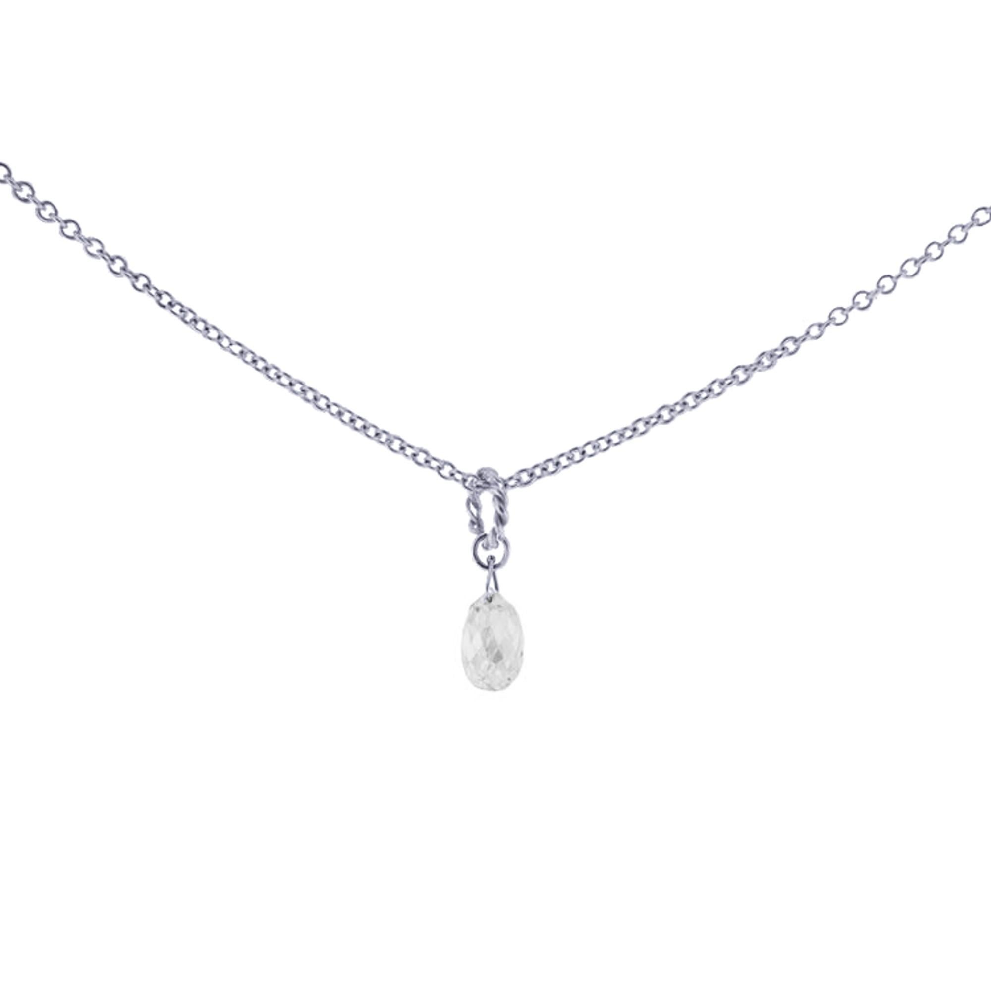 Alex Jona Briolette White Diamond Drop 18 Karat White Gold Pendant Necklace In New Condition For Sale In Lugano, CH