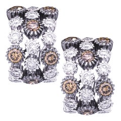 Alex Jona Brown and White Diamond 18 Karat White Gold Clip-on Earrings