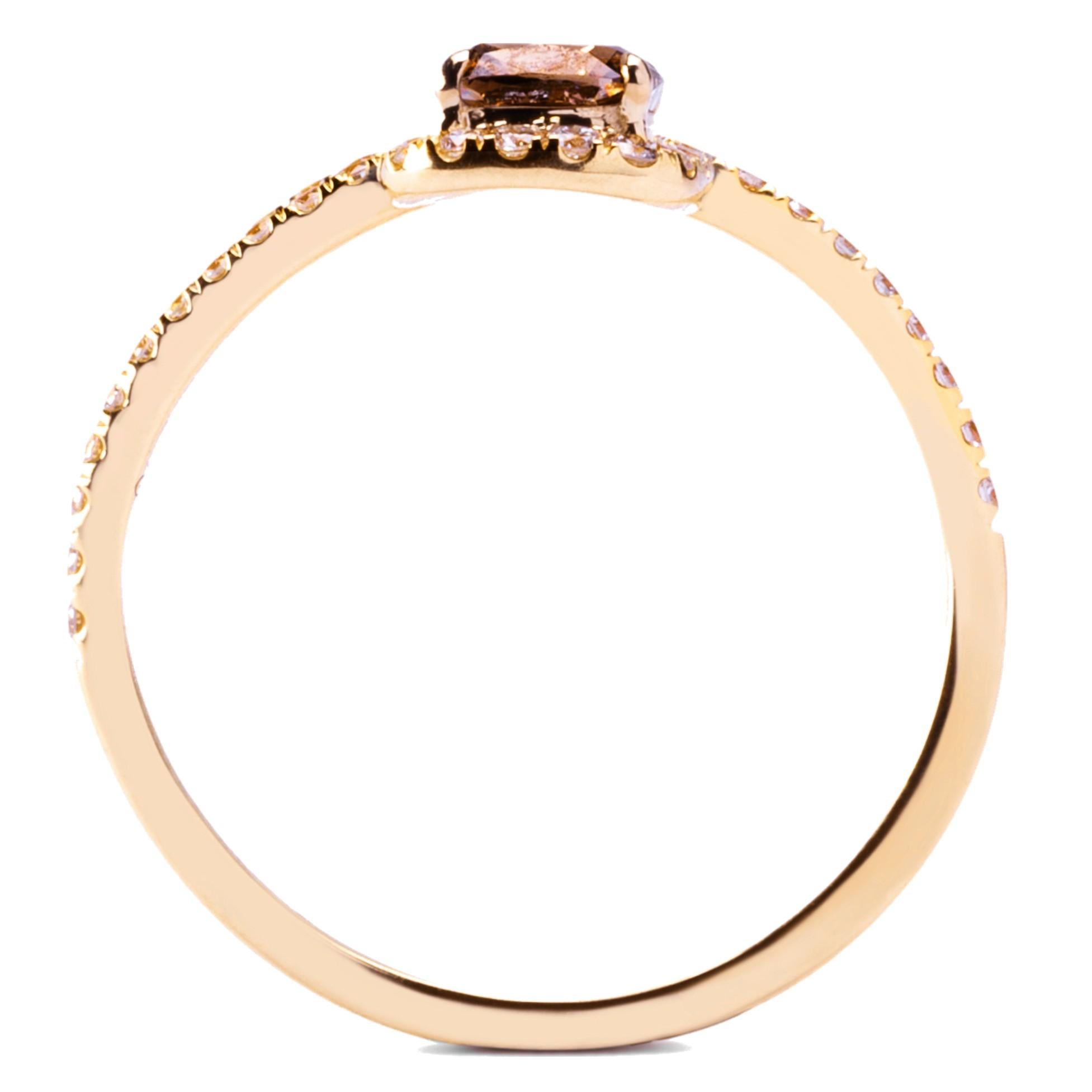 Women's Alex Jona Brown and White Diamond 18 Karat Yellow Gold Coil Halo Ring For Sale