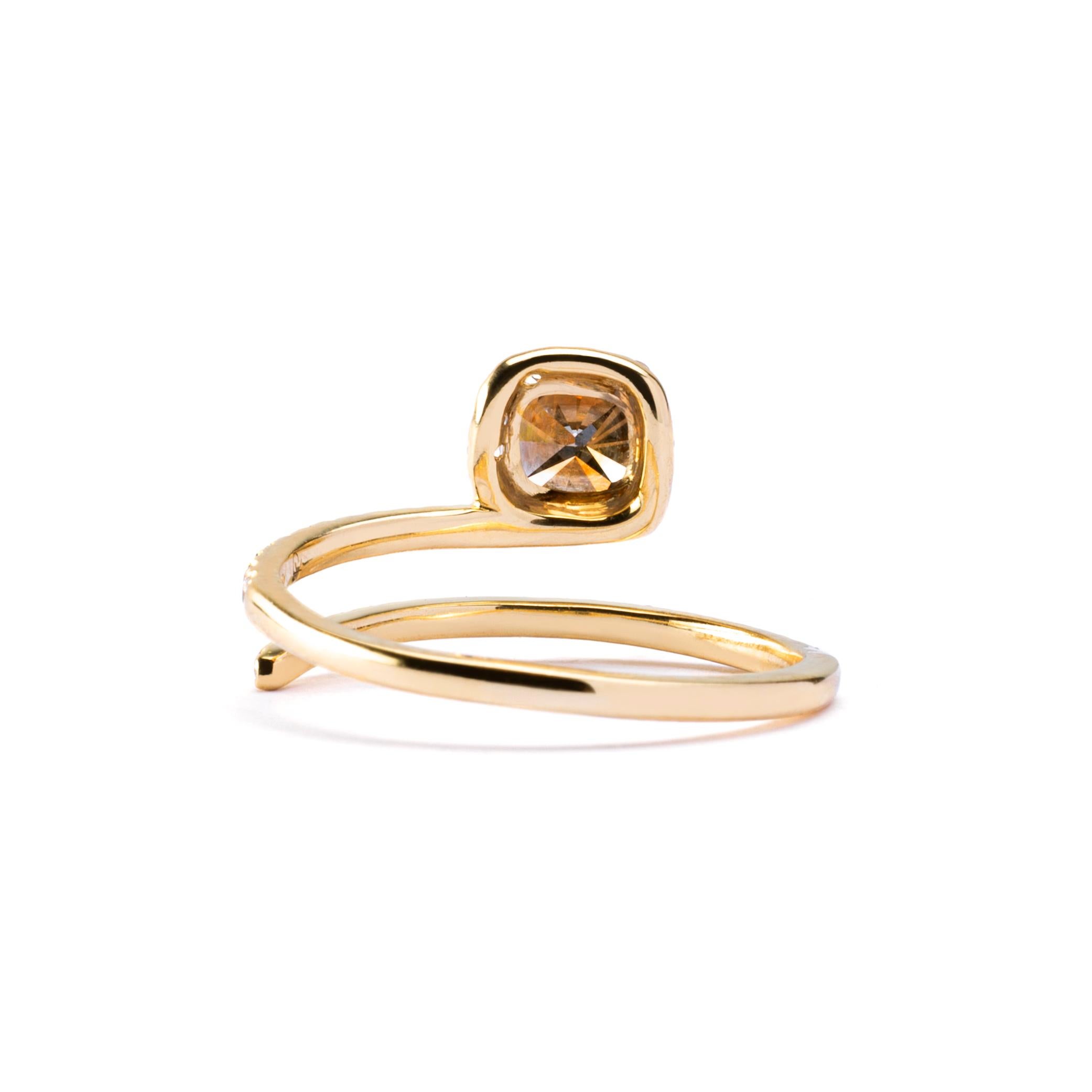 Women's Alex Jona Brown and White Diamond 18 Karat Yellow Gold Coil Halo Ring