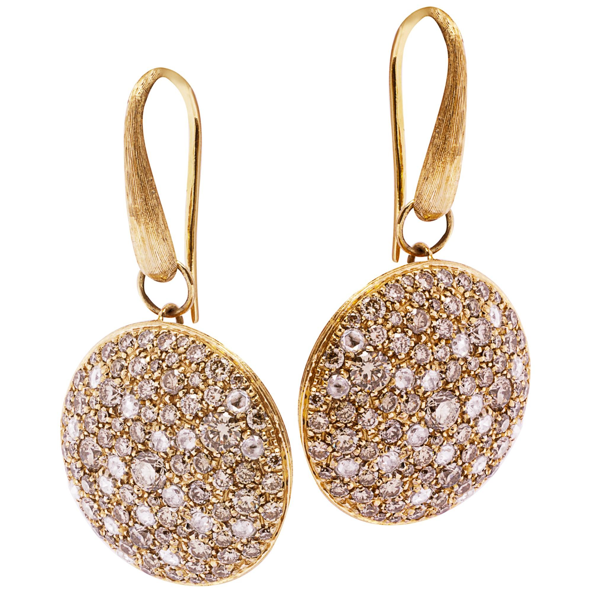 Round Cut Alex Jona Brown Diamond 18 Karat Rose Gold Earrings For Sale