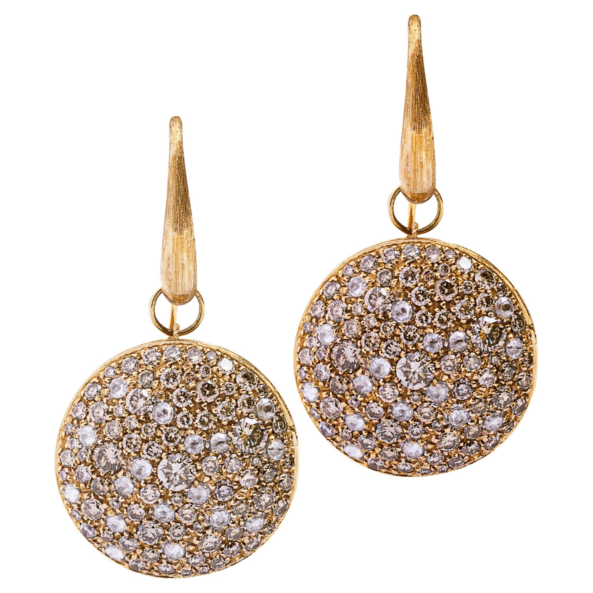 Alex Jona Boucles d'oreilles en or rose 18 carats et diamants bruns en vente