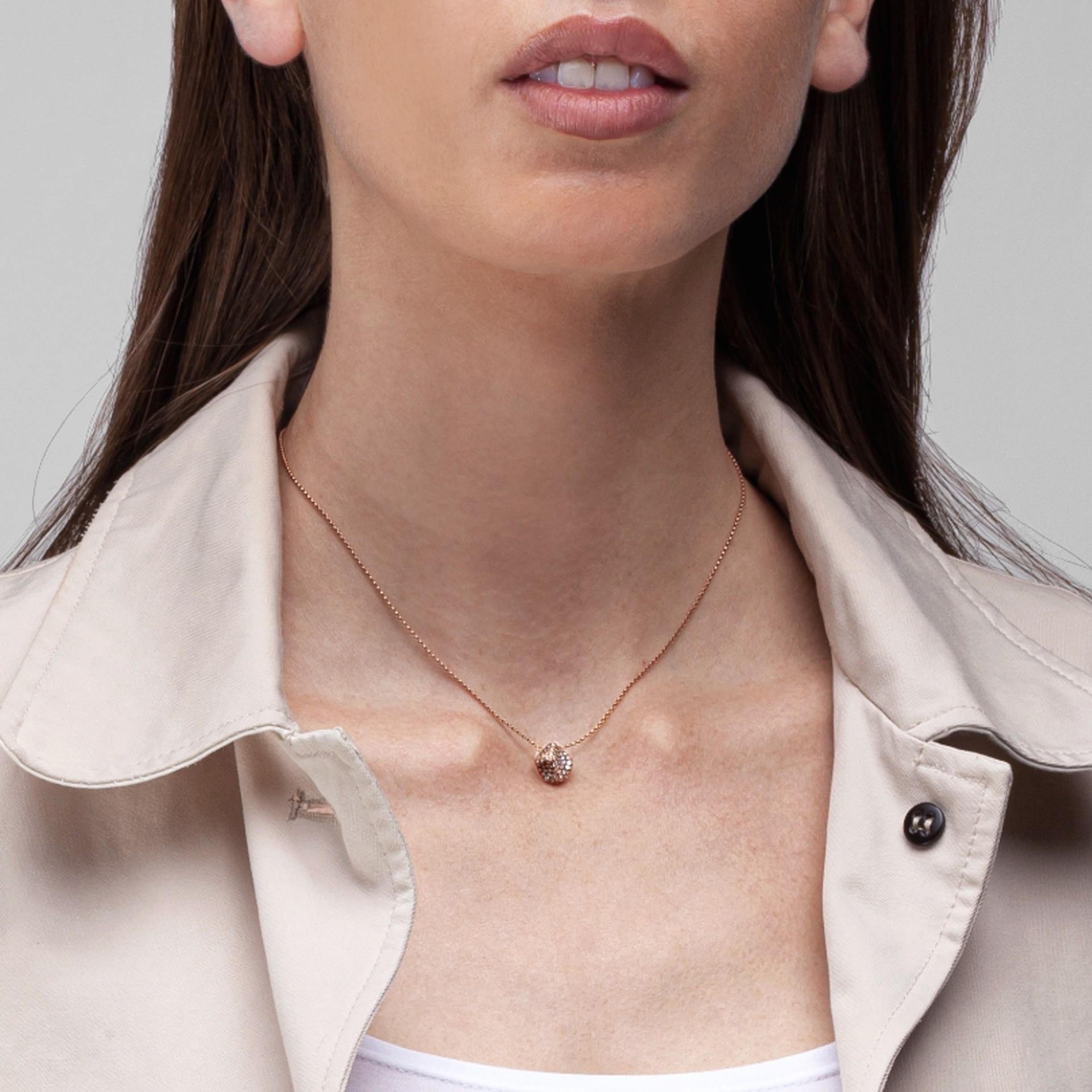 Alex Jona Brown Diamond Pebble 18 Karat Rose Gold Pendant Necklace In New Condition For Sale In Torino, IT