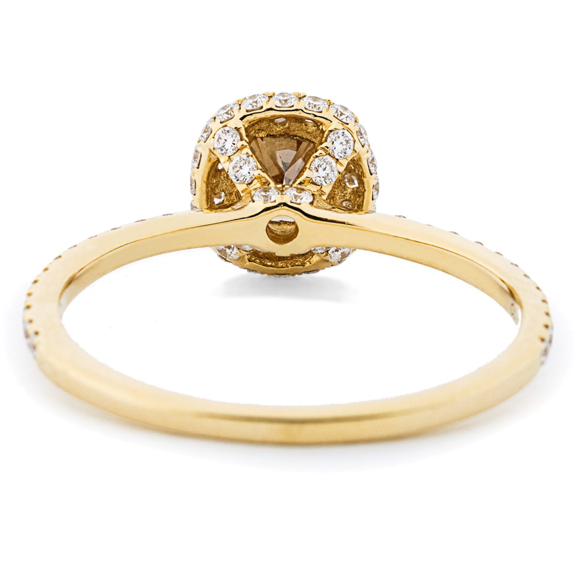 Alex Jona Brown Diamond White Diamond 18 Karat Yellow Gold Solitaire Ring In New Condition For Sale In Torino, IT