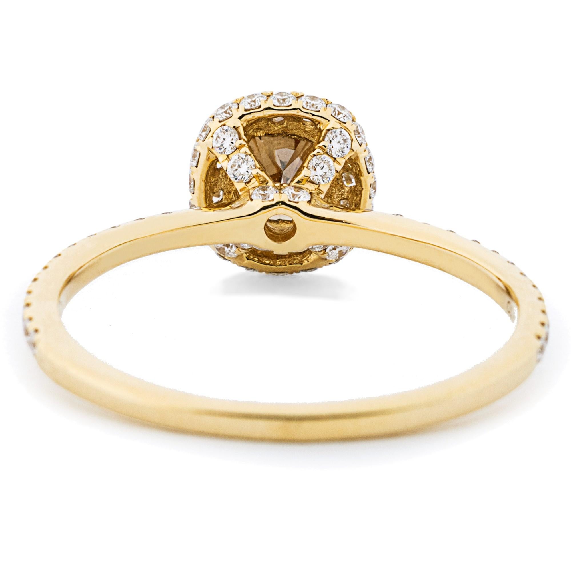 Alex Jona Brown Diamond White Diamond 18 Karat Yellow Gold Solitaire Ring In New Condition For Sale In Lugano, CH
