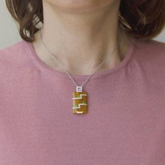 Alex Jona Brown Jadeite Jade White Diamond 18 Karat White Gold Pendant Necklace