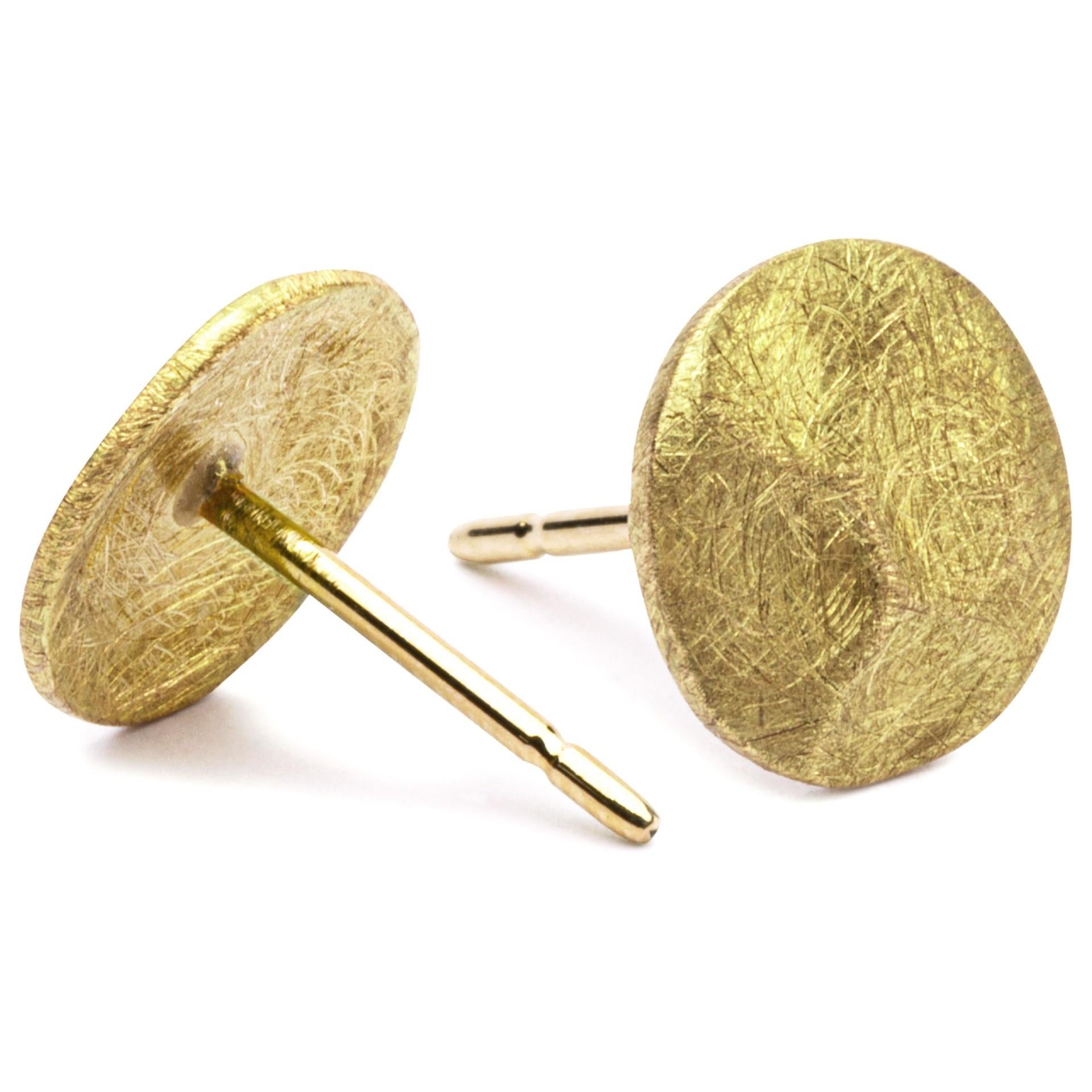 Alex Jona Brushed 18 Karat Yellow Gold Organic Stud Earrings In Excellent Condition For Sale In Torino, IT