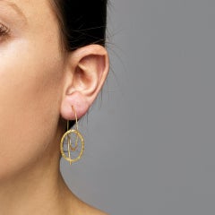 Alex Jona Brushed 18 Karat Yellow Gold Pendant Earrings