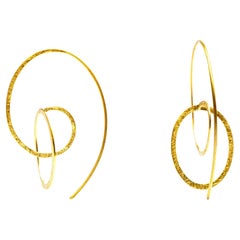 Alex Jona Brushed 18 Karat Yellow Gold Pendant Earrings