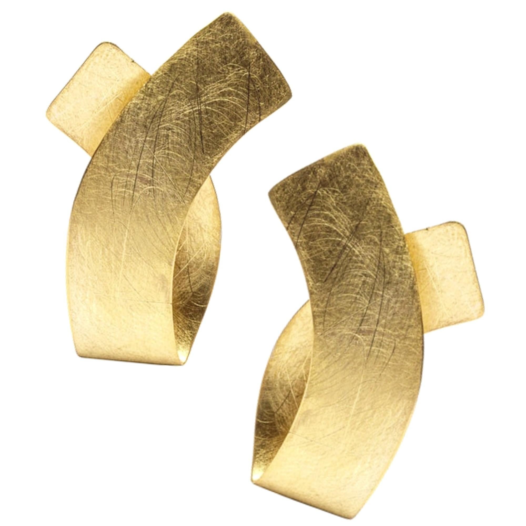 brushed gold stud earrings