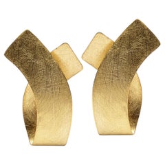 Pendientes de oro amarillo de 18 quilates cepillado Alex Jona