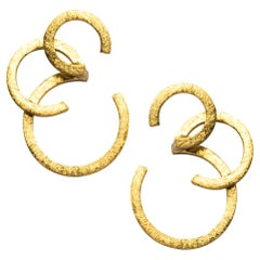 Alex Jona Brushed 18 Karat Yellow Gold Stud Earrings