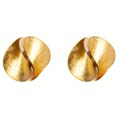 Alex Jona Brushed 18 Karat Yellow Gold Stud Earrings