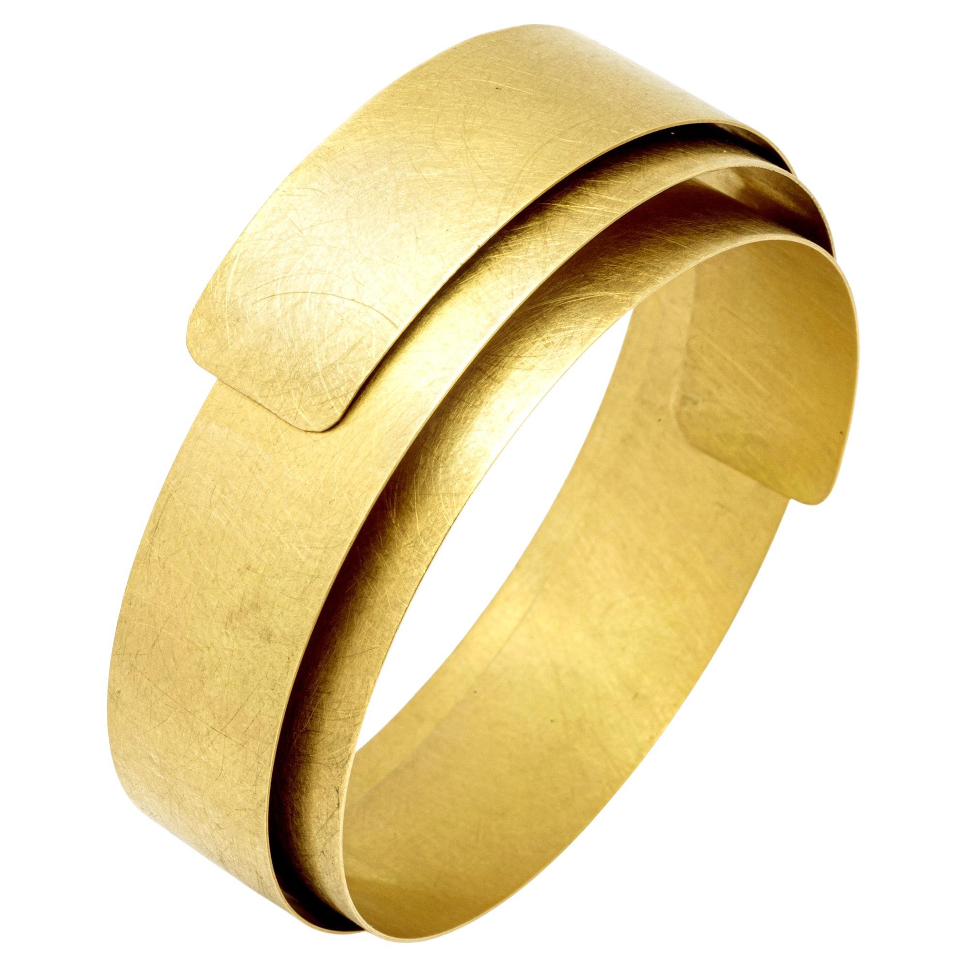 Alex Jona Brushed Yellow Gold Wrapping Cuff Bracelet For Sale