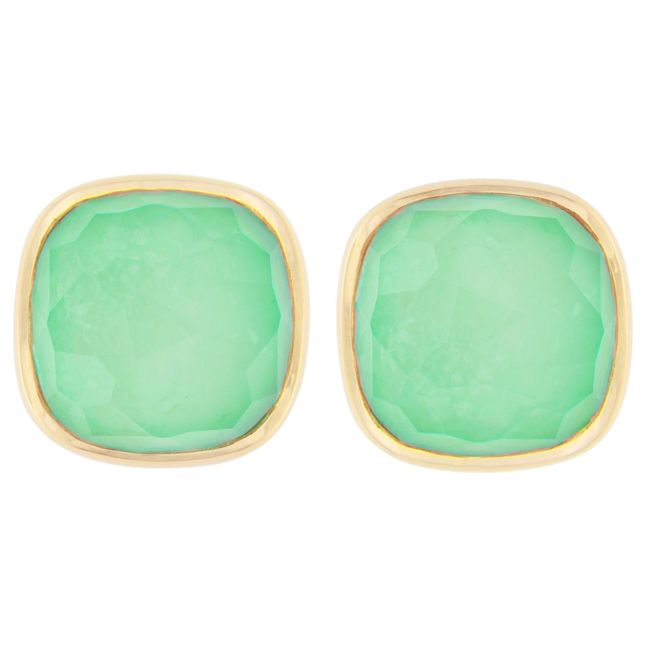 Alex Jona, clous d'oreilles en or jaune 18 carats et quartz de jade de Birmanie