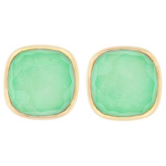 Alex Jona Burmese Jade Quartz 18 Karat Yellow Gold Stud Earrings