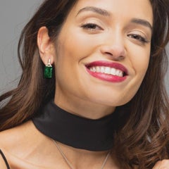 Alex Jona Burmese Jade White Diamond 18 Karat Yellow Gold Pendant Earrings