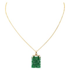 Alex Jona Burmese Jade White Diamond Yellow Gold Pendant Necklace