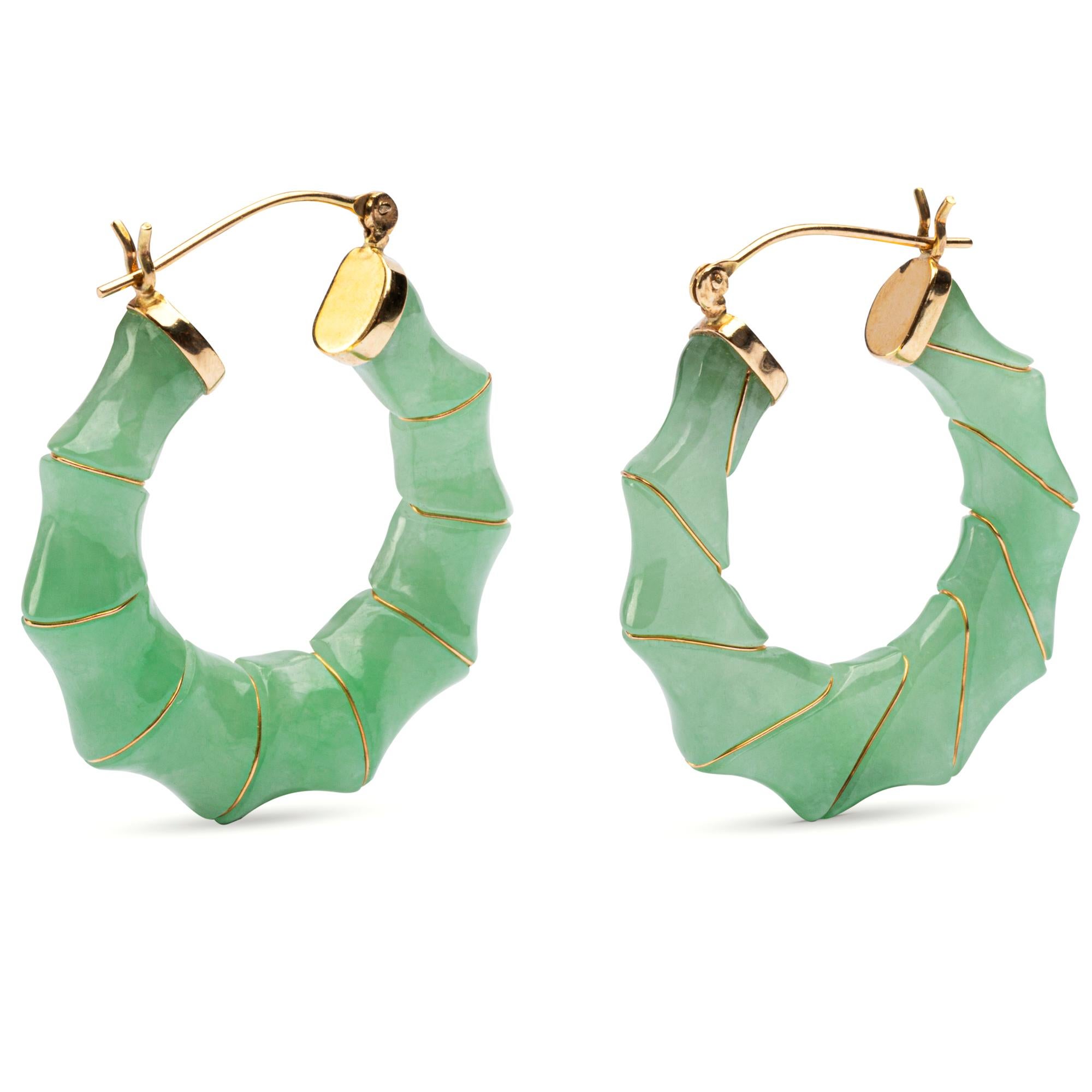 large jade hoop earrings