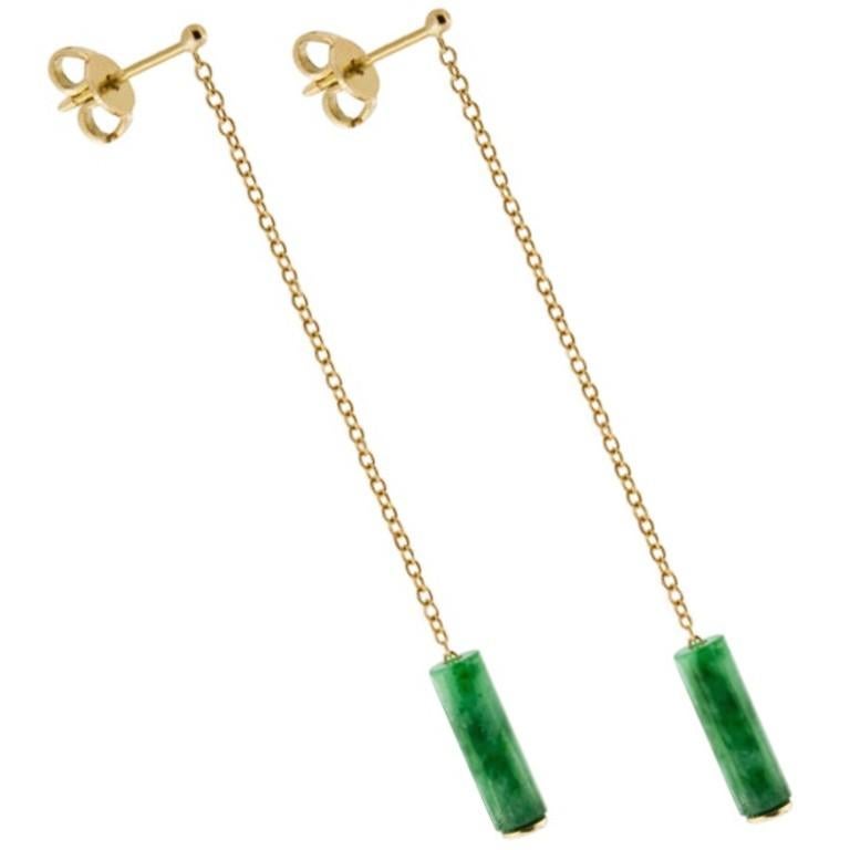 Alex Jona Burmese Jadeite Jade 18 Karat Yellow Gold Pendant Earrings In New Condition For Sale In Torino, IT