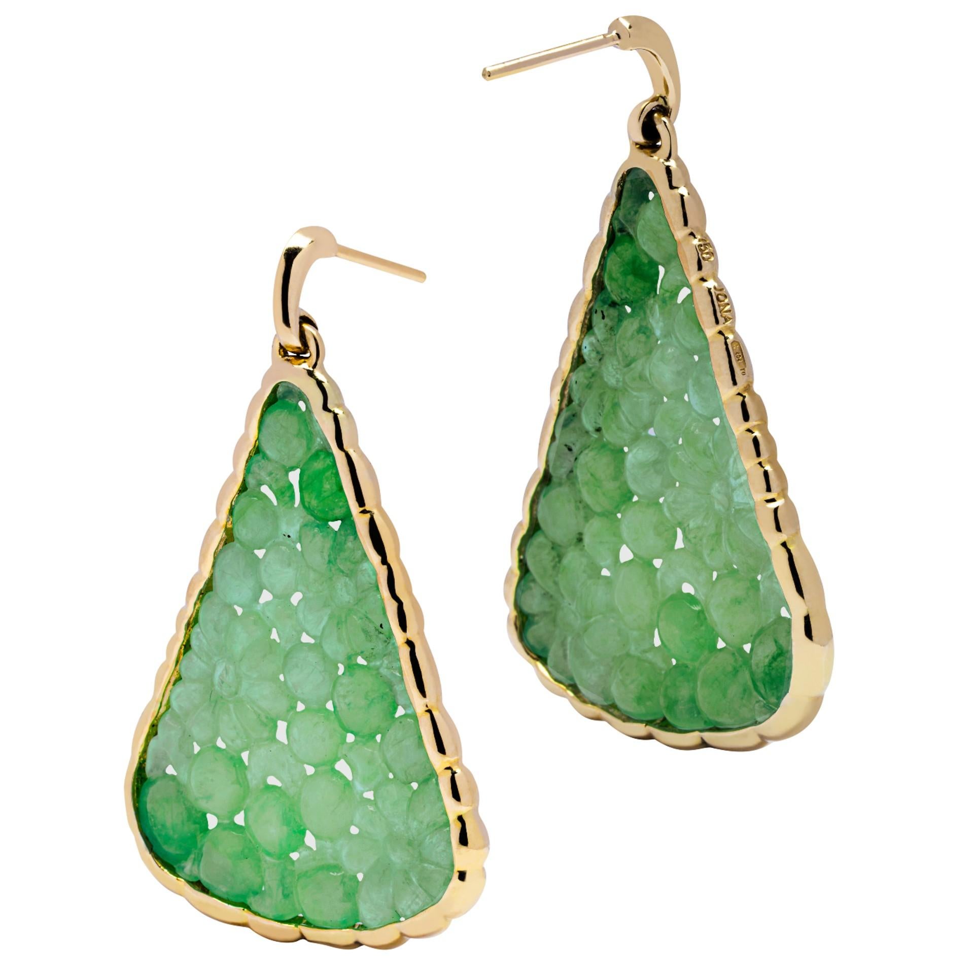 green jade drop earrings