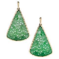 Alex Jona Burmese Jadeite Jade 18 Karat Yellow Gold Pendant Earrings