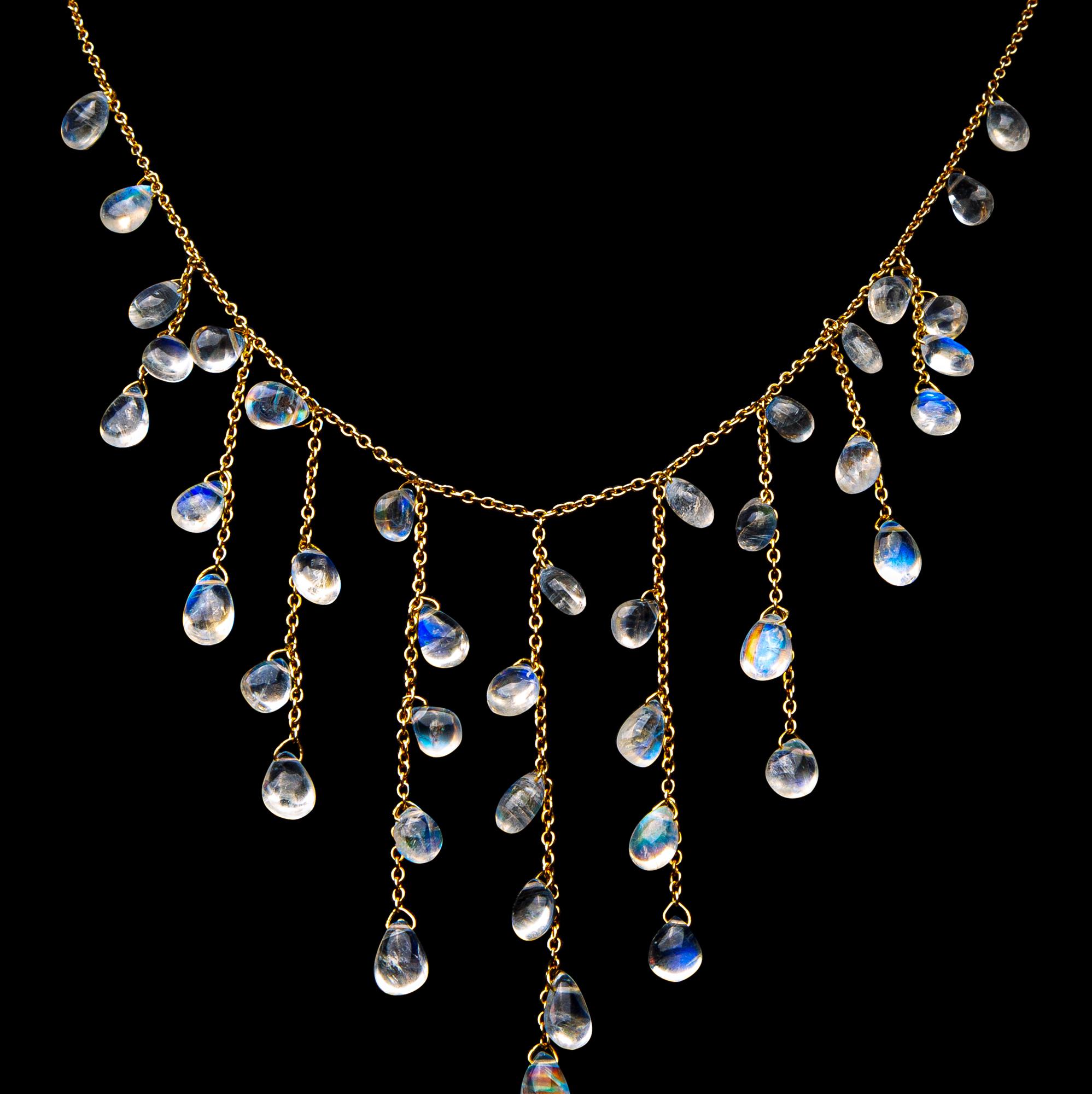 Alex Jona Burmese Moonstone 18 Karat Yellow Gold Necklace For Sale at ...