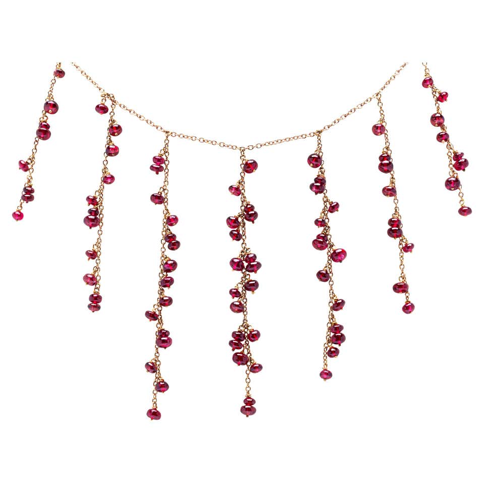 Cartier Diamond Red Spinel Beads Necklace at 1stDibs