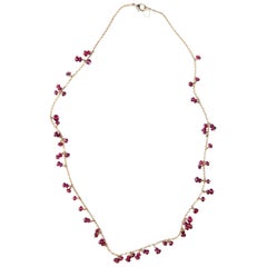 Burmese Red Spinel 18 Karat Yellow Gold Necklace