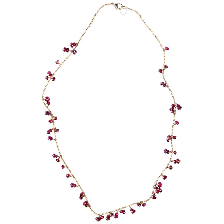 Alex Jona Burmese Red Spinel 18 Karat Yellow Gold Necklace For Sale at ...