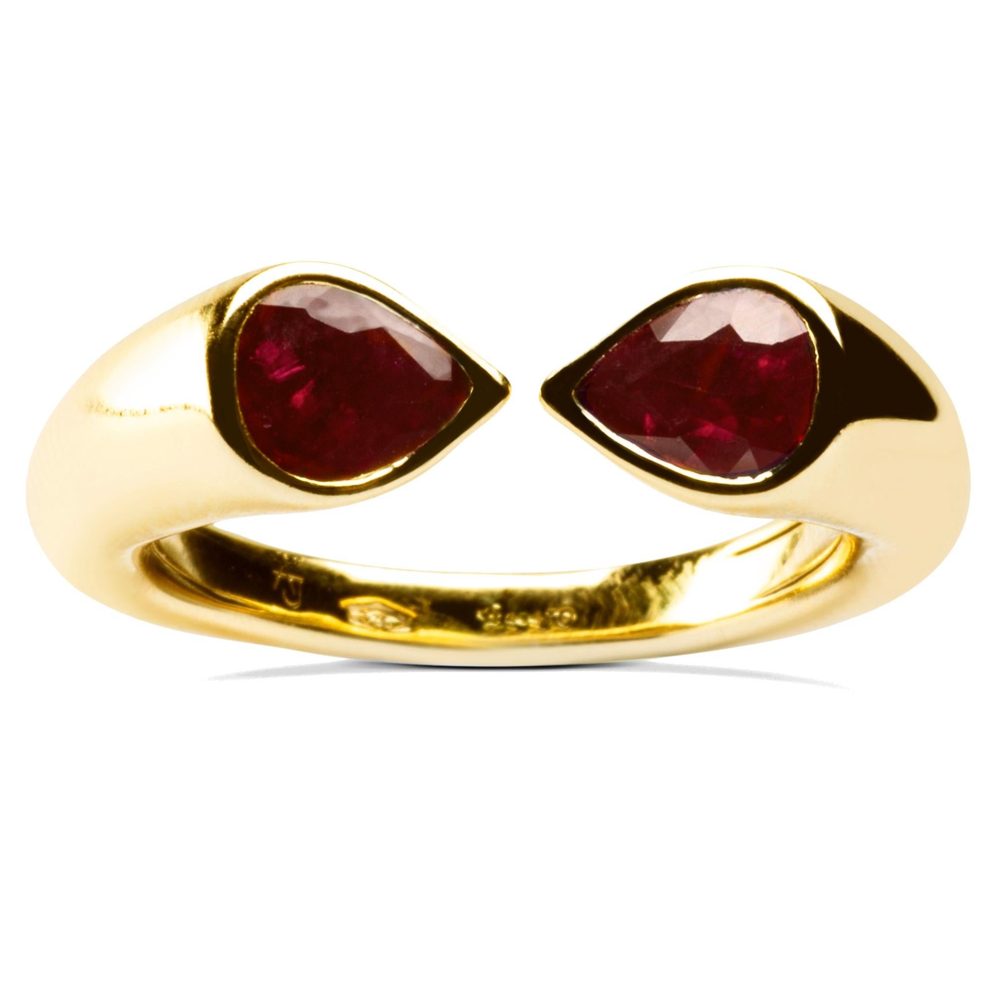 Alex Jona Burmese Ruby Yellow Gold Band Ring For Sale