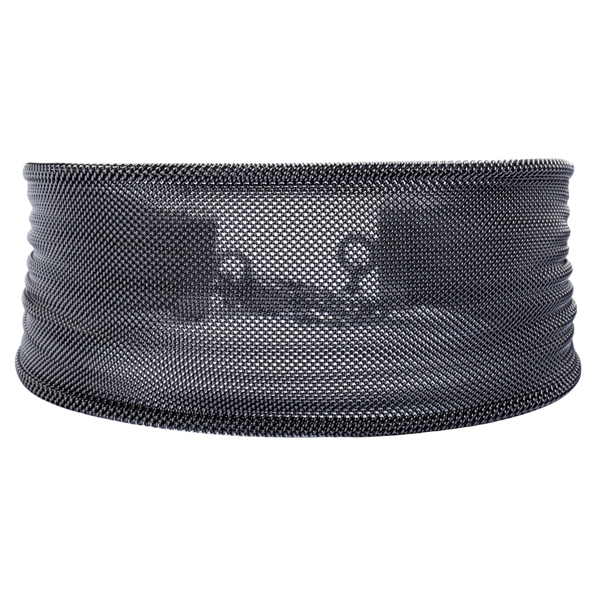 Alex Jona Bracciale Plissé intrecciato in argento brunito rodio scuro in vendita