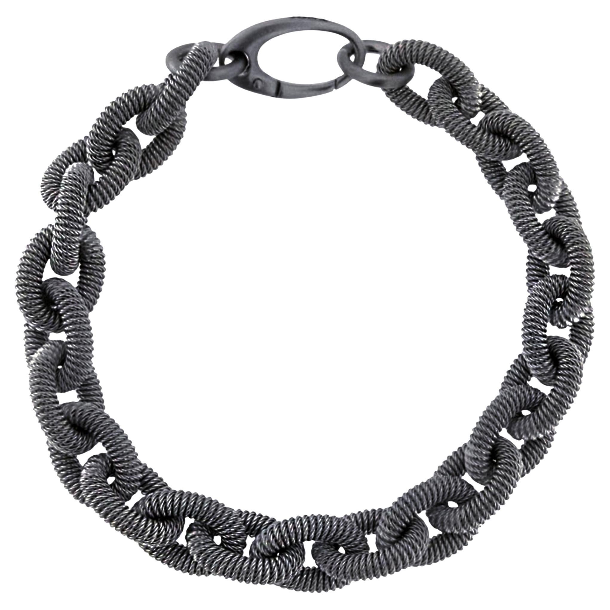 Gliederkette aus brüniertem Sterlingsilber von Alex Jona im Angebot