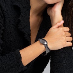 Alex Jona Brüniertes Sterling Silber Perlen gewebtes Plissé-Armband