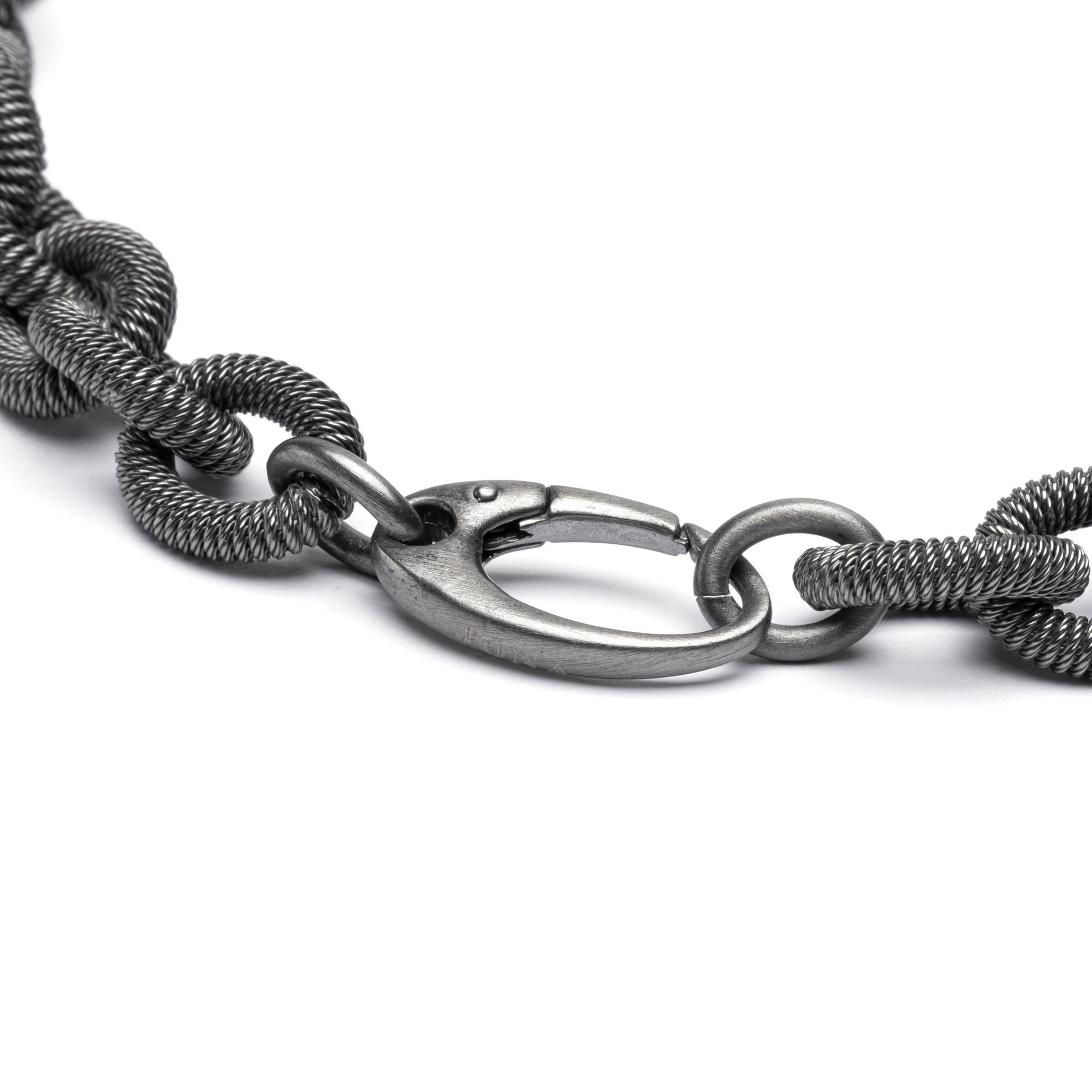 Alex Jona Burnished Sterling Silver Twisted Wire Chain Link Necklace For Sale 1