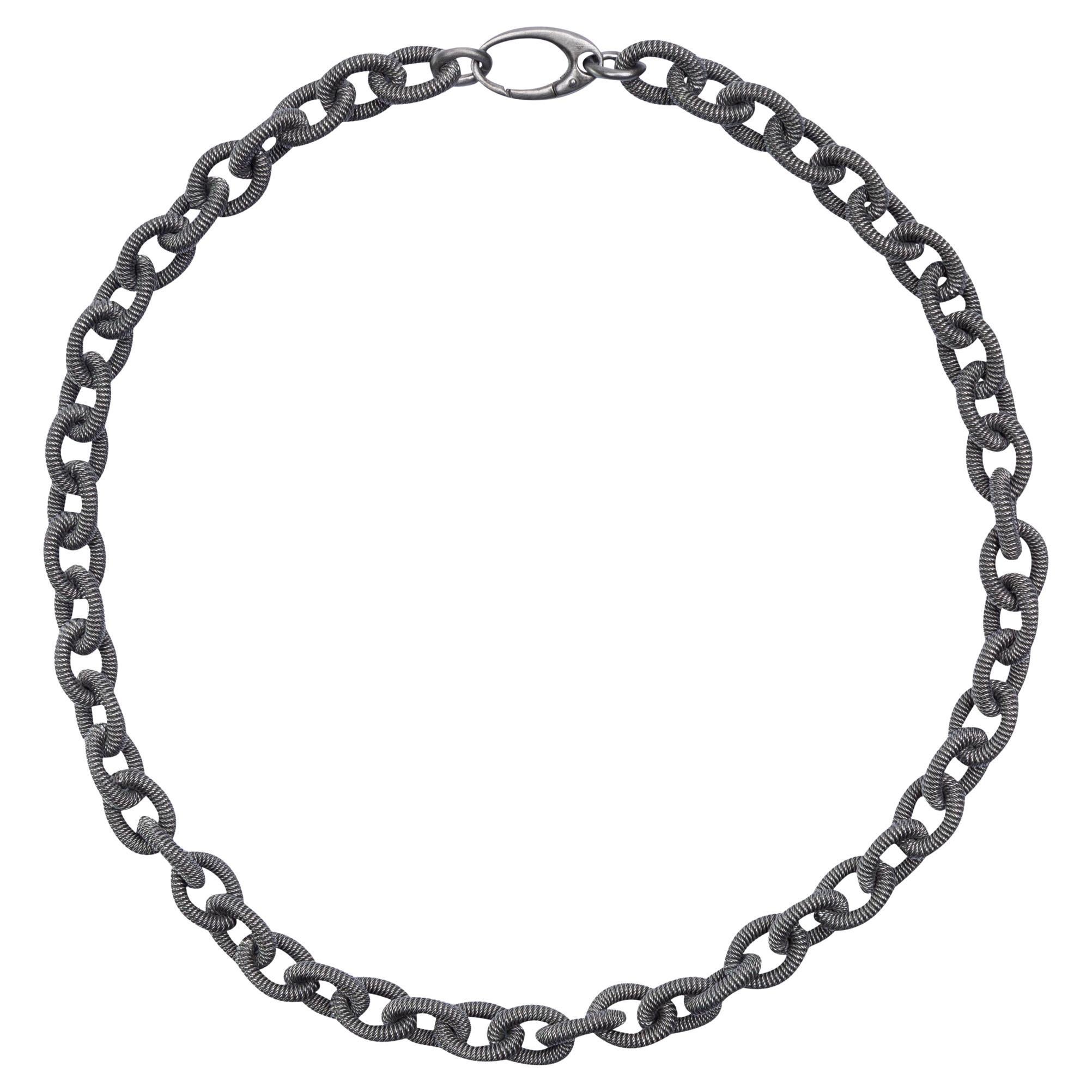 Alex Jona Burnished Sterling Silver Twisted Wire Chain Link Necklace