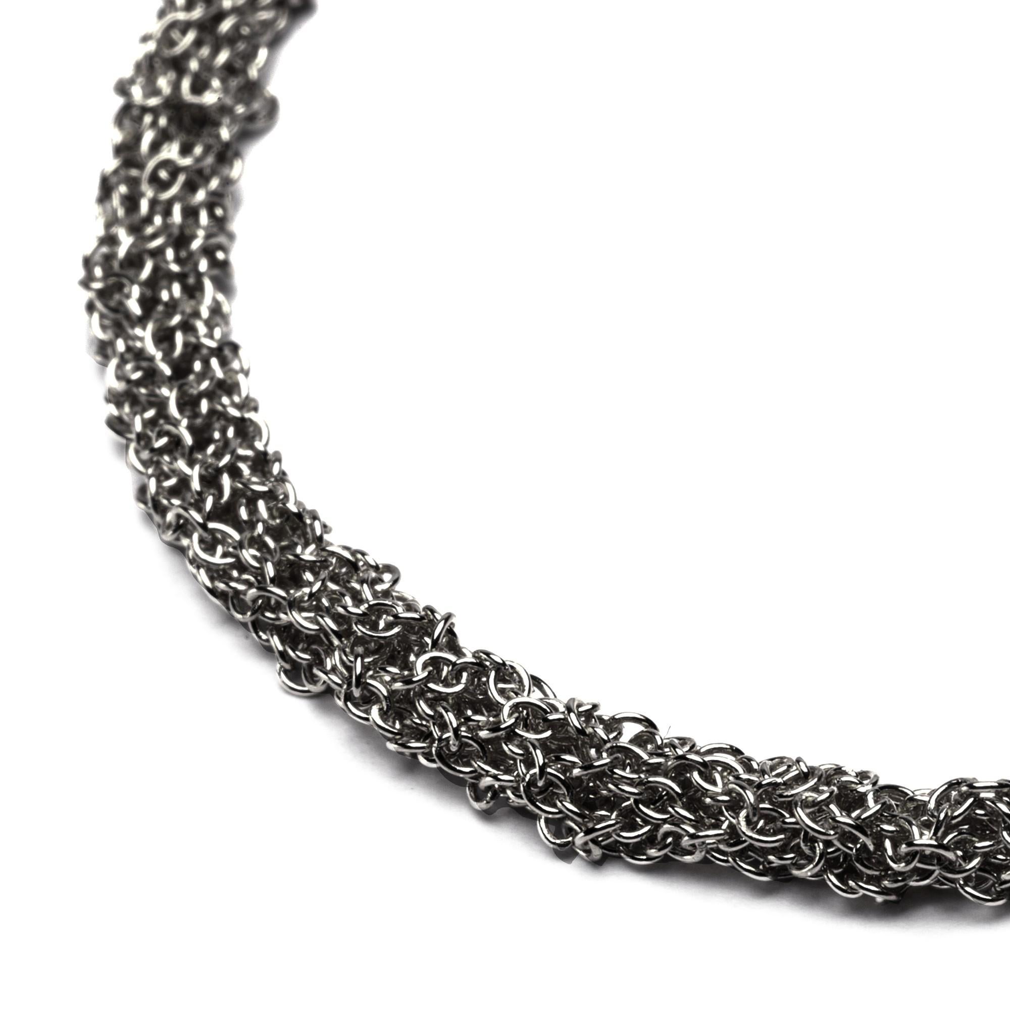 Alex Jona Burnished Sterling Silver Woven Chain Bracelet In New Condition For Sale In Torino, IT