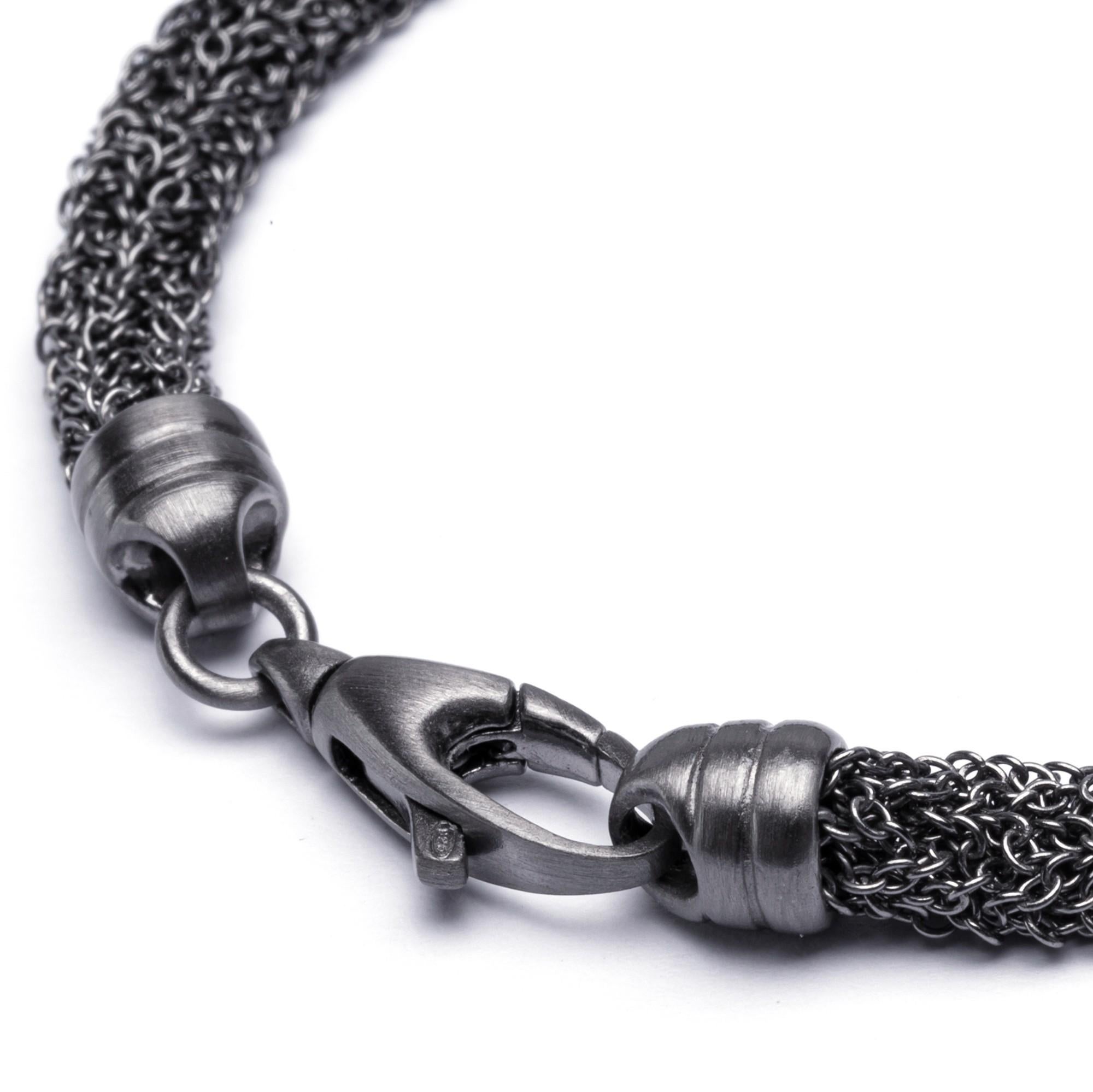 Women's or Men's Alex Jona Burnished Sterling Silver Woven Chain Bracelet For Sale