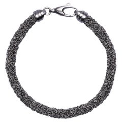 Pulsera de cadena tejida de plata de ley bruñida Alex Jona